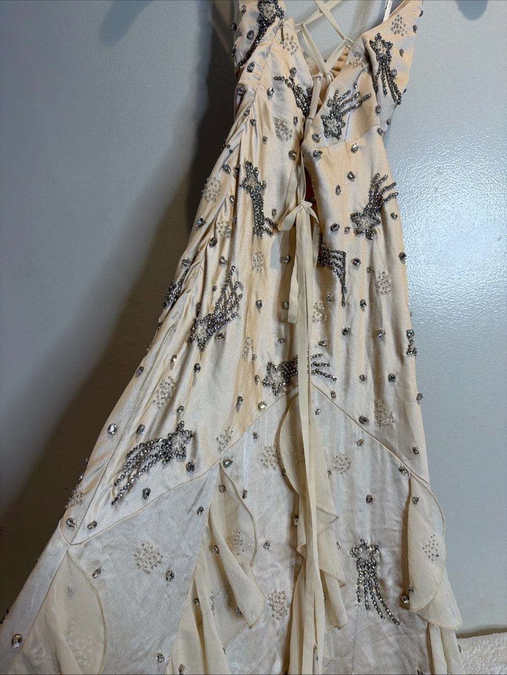 For Love & Lemons Elea Beaded Shooting Stars Ruffles Dreamy Maxi Dress XXS - Picture 10 of 11